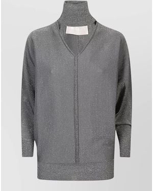 Circus Hotel Ribbed Turtleneck Long-Sleeve Knitted Top - Gray