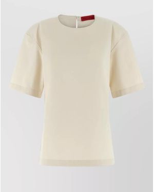 Thelatest Dean Short Sleeve Round Neck Top - Natural