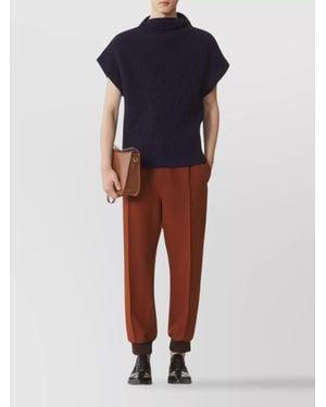 Lanvin High Neck Short Sleeve Knit Sweater - Blue