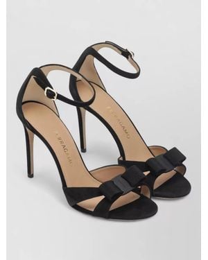 Ferragamo Court Shoes Bow Detail Open Toe Suede - White