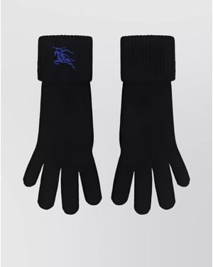 Burberry Cashmere Knit Gloves Logo Detail - Black