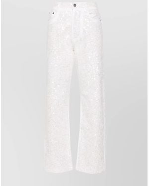 P.A.R.O.S.H. Sequin-Embellished Straight-Leg Denim Jeans - White