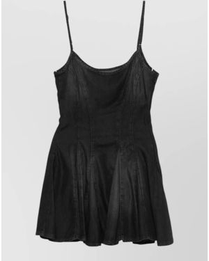 DIESEL Denim Pleated Mini Dress - Black