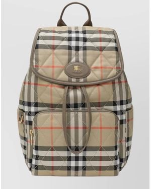 Burberry Check Pattern Horseshoe Shaped Backpack - Natural