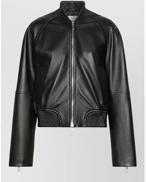 Sportmax Lamb Leather Bomber Jacket - Black
