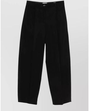 TOTEME High Waist Pleated Cotton Wide Leg Pants - Black