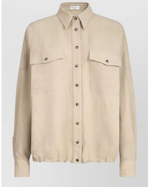 Brunello Cucinelli Viscose Linen Relaxed-Fit Shirt - Natural