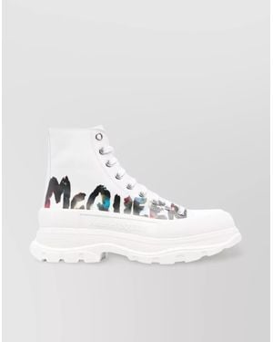 McQueen Chunky Sole High-Top Round Toe Boots - Metallic