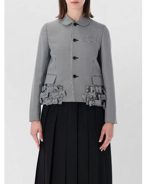 Comme des Garçons Checked Gabardine Jacket Ruffle Collar Design - Gray
