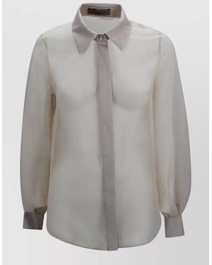 D.exterior Relaxed Fit Long Sleeve Sheer Shirt - Grey