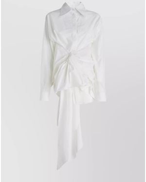 Quira Cotton Oversized Draped Shirt - White
