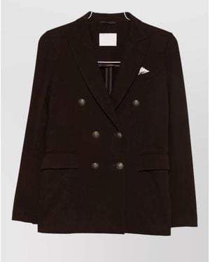 Circolo 1901 Cotton Double-Breasted Suit Jacket - Black