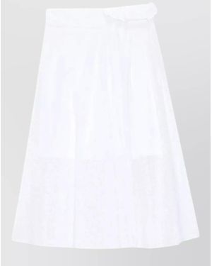 MSGM A Line High Waist Midi Pleated Skirt - White