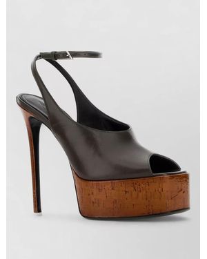The Attico Ornella Leather Slingback Platform Peep Toe Court Shoes - Multicolour