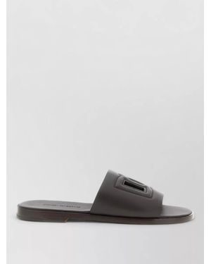 Dolce & Gabbana Leather Logo Sandals - Gray