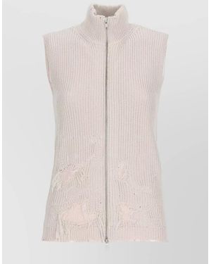 MM6 by Maison Margiela High Neck Cotton Gilet Ribbed Sleeveless - Pink