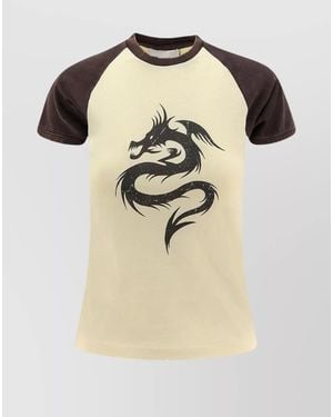 Coperni Cotton Ribbed Logo Print T-Shirt - Natural