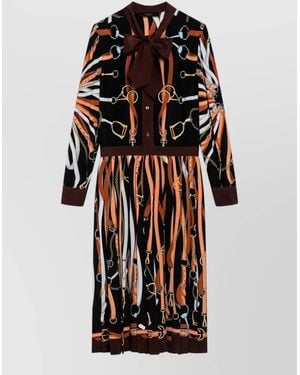 Gucci Silk Shirt Dress With Equestrian Print - Black