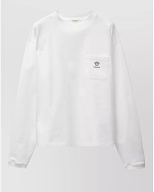 Versace Cotton Long-Sleeve Embroidered T-Shirt - White