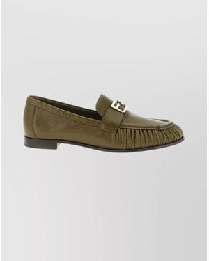 Fendi Lamb Leather Loafers - Green