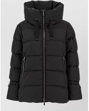 Moorer Down Hooded Quilted Puffer Jacket - Black