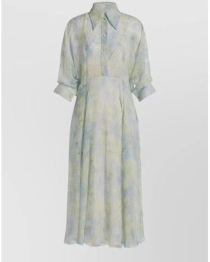 Alberta Ferretti Silk Midi Dress - White