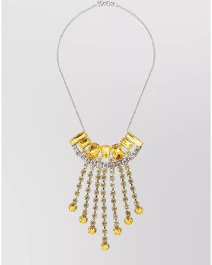 Dries Van Noten Statement Brass Necklace Strass Charms - White