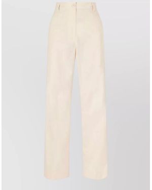 Dries Van Noten Pincks Straight Leg Cotton Poplin Trousers - White