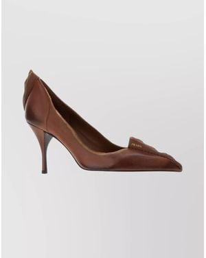 Prada Pointed Toe Stiletto Leather Pumps - Brown