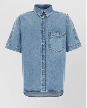 Givenchy Short Sleeve Denim Shirt Chest Pocket - Blue