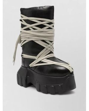 Rick Owens Lace Up Leather Boots Chunky Sole - Black