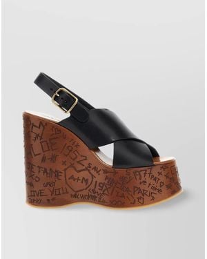 Chloé Leather Wedge Sandals - Brown