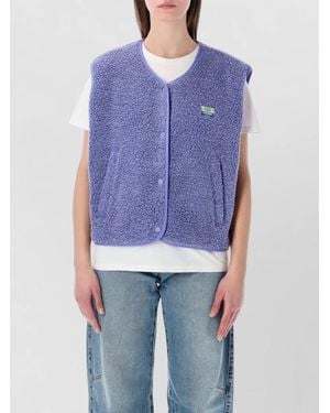 American Vintage Shearling-Effect Cropped Sleeveless Gilet - Blue
