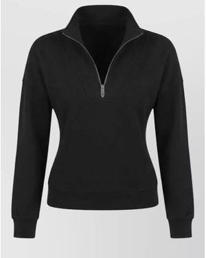Calvin Klein Logo High Collar Long Sleeve Top - Black