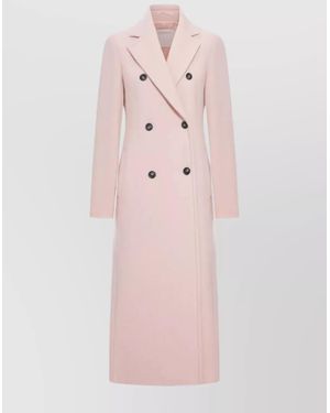 Sportmax Double-Breasted Long Wool Coat Vent - Pink