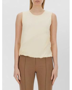 Helmut Lang Jersey Tank Top Round Neck Sleeveless - Natural