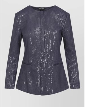 Giorgio Armani Sequined Jersey Blazer - Blue