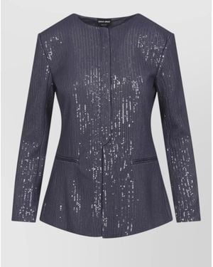Giorgio Armani Armani Exchange Sequin Jersey Front Pocket Jacket - Blue