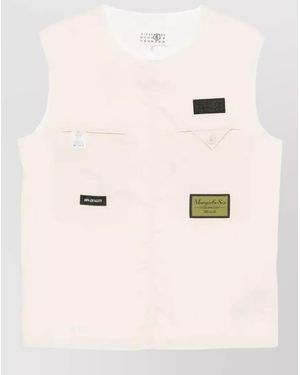 MM6 by Maison Margiela Sleeveless Cotton Blend Vest - Natural