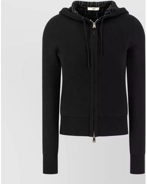 Fendi Cashmere Hooded Zip Jacket - Black