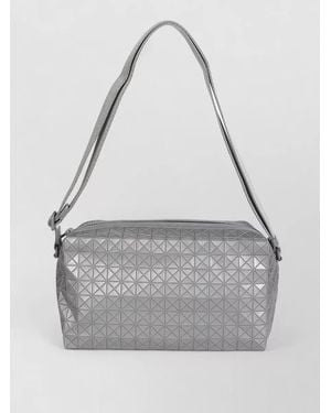 Issey Miyake Shoulder Bag Adjustable Strap Geometric Pattern - Grey