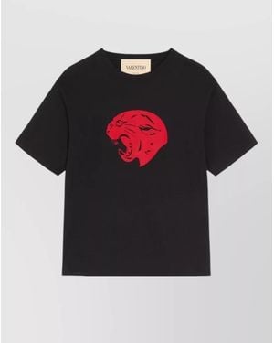 Valentino Garavani Graphic Print Nylon Silk Crew Neck Top - Black
