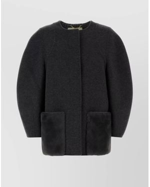 Fendi Wool Silk Cocoon Jacket - Black