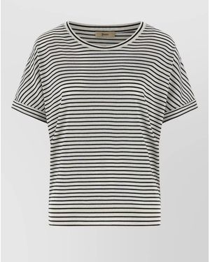 Herno Crew Neck Striped Short Sleeve Top - Gray