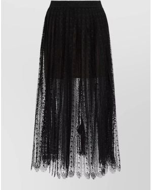 Self-Portrait Lace Midi Skirt Fitted Silhouette Design - Black