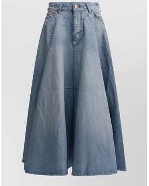 Balenciaga Cotton Long A-Line Skirt - Blue