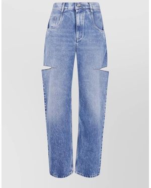 Maison Margiela High Waist Wide Leg Cutout Jeans - Blue