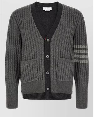 Thom Browne Two Piece Trompe L'Oeil Knit Cardigan - Grey
