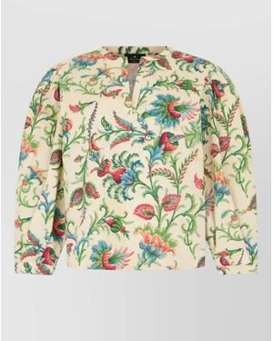 Etro Floral V-Neck Blouse - Metallic