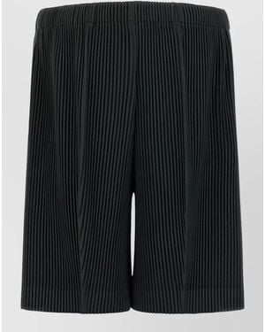 Homme Plissé Issey Miyake Pleated Wide-Leg Knee-Length Cropped Trousers - Black